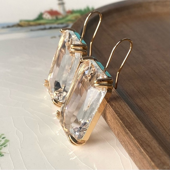 ✨Anthropologie Cecily Clear Gemstone Earrings - Picture 3 of 7